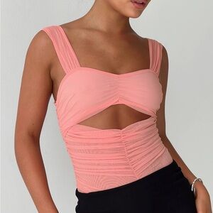Princess Polly Blush Pink Mesh Top